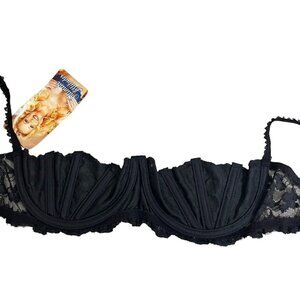 Intimate Attitudes women's bra 40 half cup black lace corset lace strap